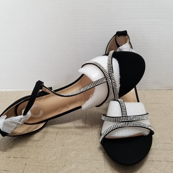 Journee Collection Shoes - Journee Collection Women's Black Ankle Strap Heels Size 8.5 Denali Rhinestone